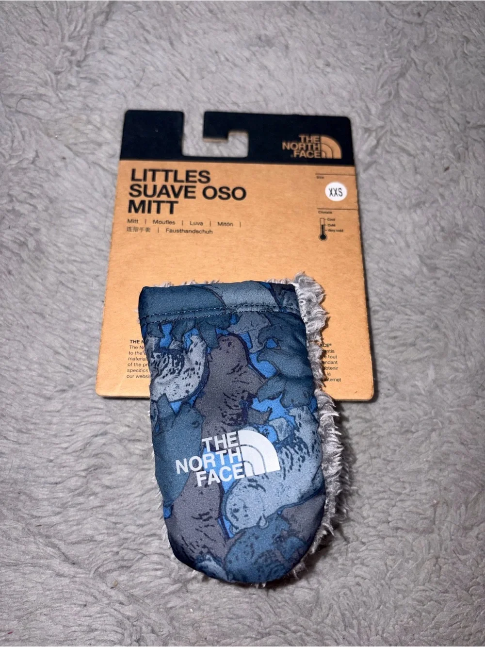 NWT-The North Face baby Faux-Fur Gray Mittens